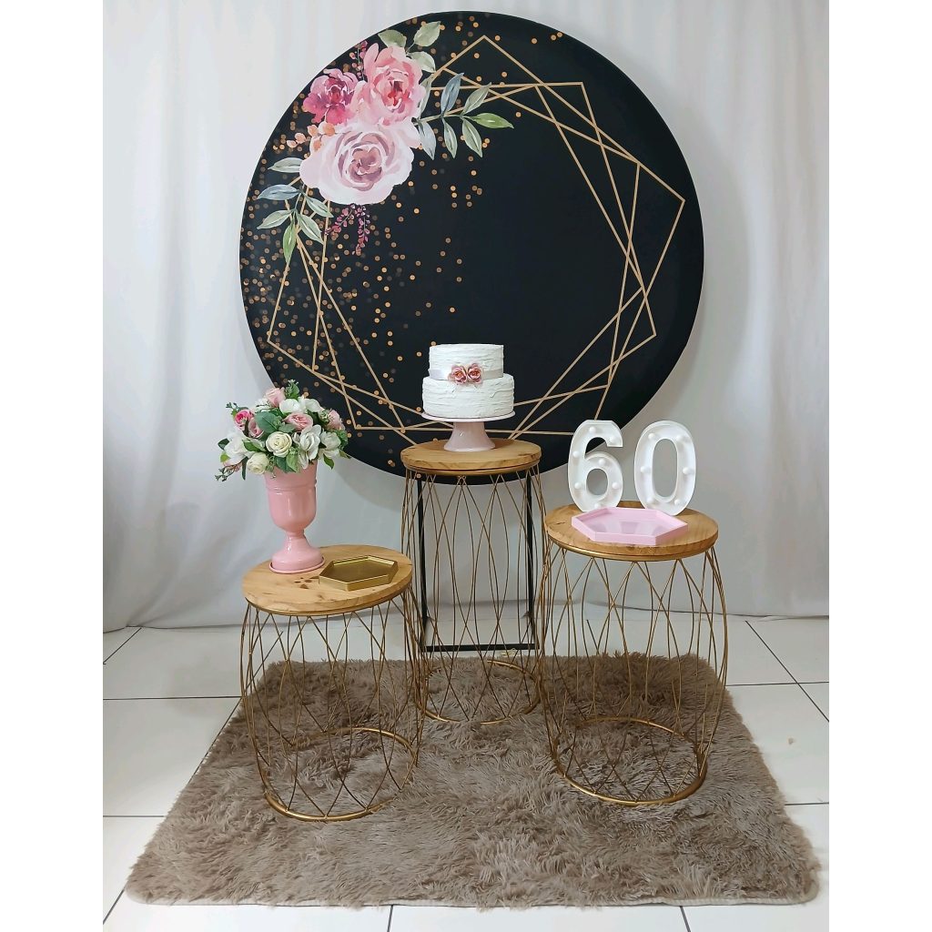 Floral Preto E Rosa Com Garden Kit Premium - Rocha Decorações