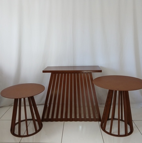 Trio Mesa Ripada Rustica - Rocha Decorações