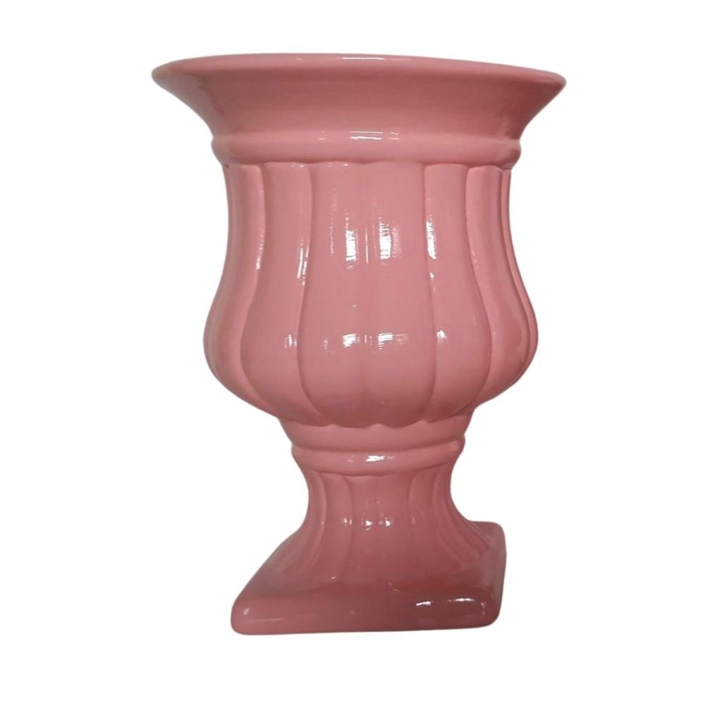 Vaso Cerâmica Taça Rosa M - Rocha Decorações
