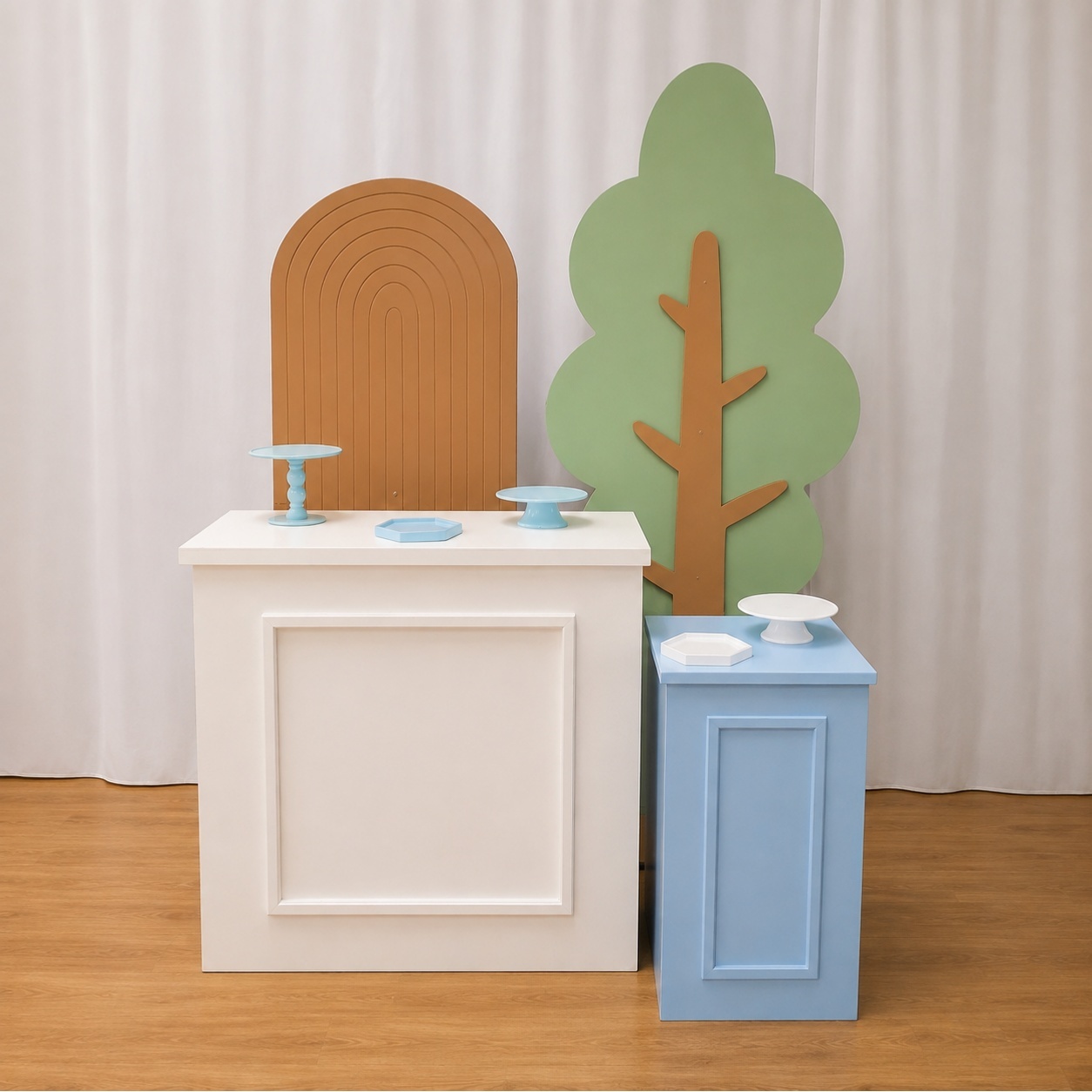 Azul E Branco Com Painel Arvore Box - Rocha Decorações Pegue e Monte Itatiba