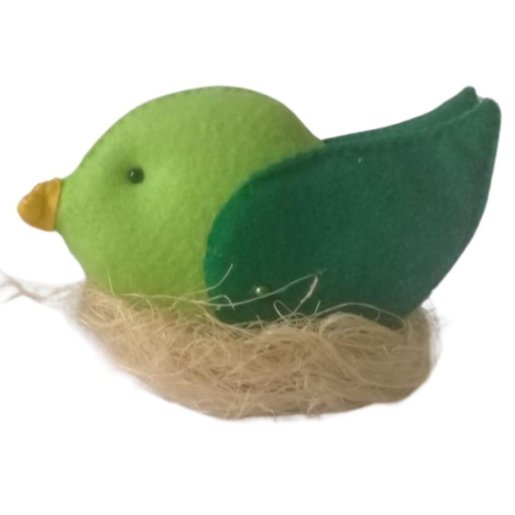 Passaro Verde Feltro - Rocha Decorações
