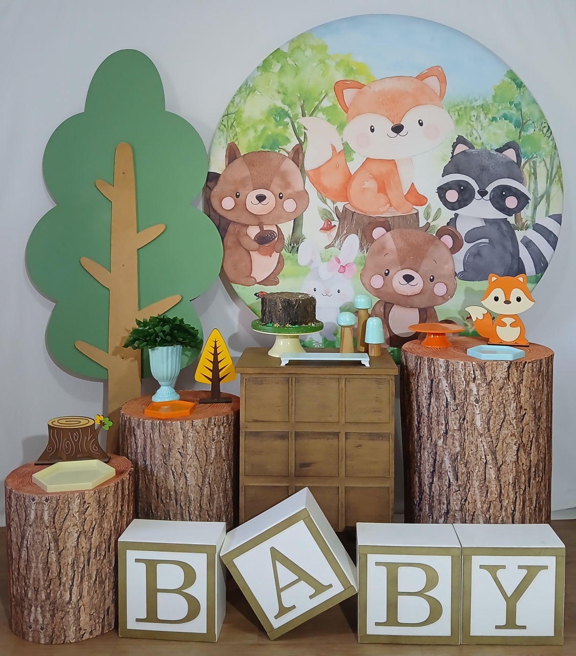 Bosque Cha de Bebe Menino Kit Master Com Adicional Cubos - Rocha Decorações