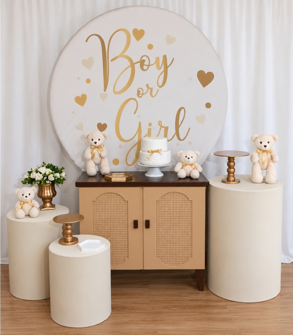 Revelação Branco E Dourado Kit Plus K-1691 - Rocha Decorações Pegue e Monte Itatiba