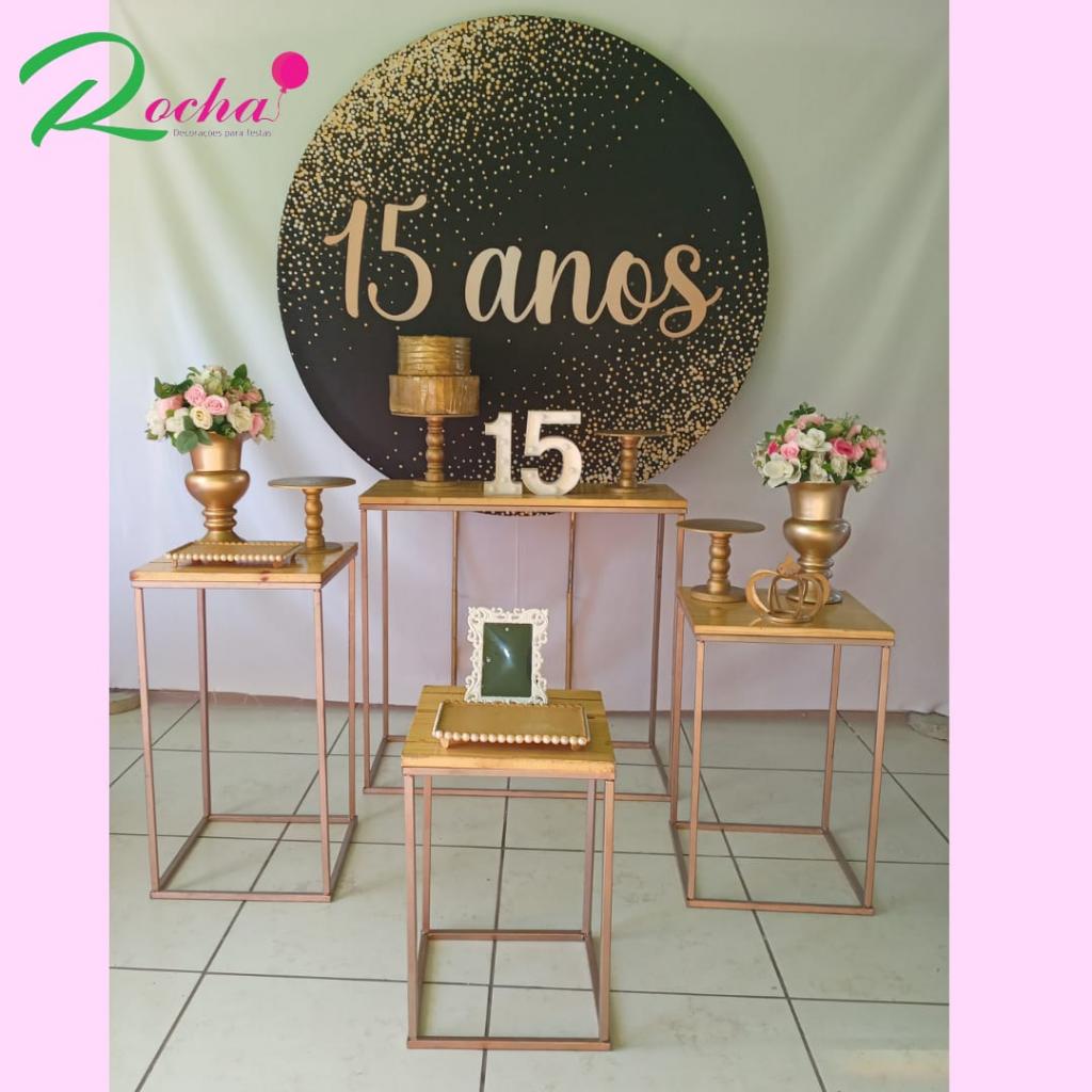 Dourado E Preto 15 Anos - Kit40152. - Rocha Decorações