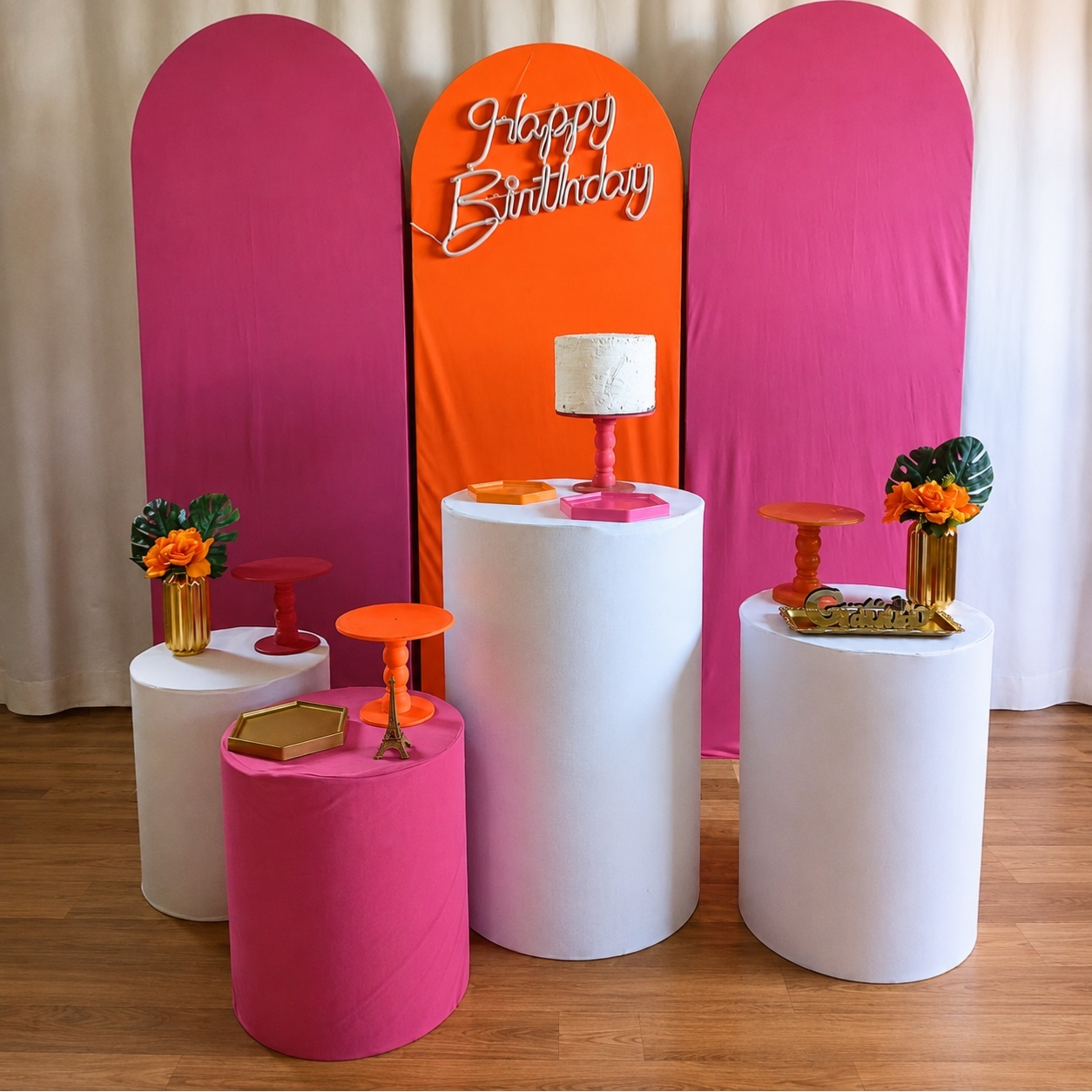 Pink E Laranja Composição K6978 - Rocha Decorações Pegue e Monte Itatiba