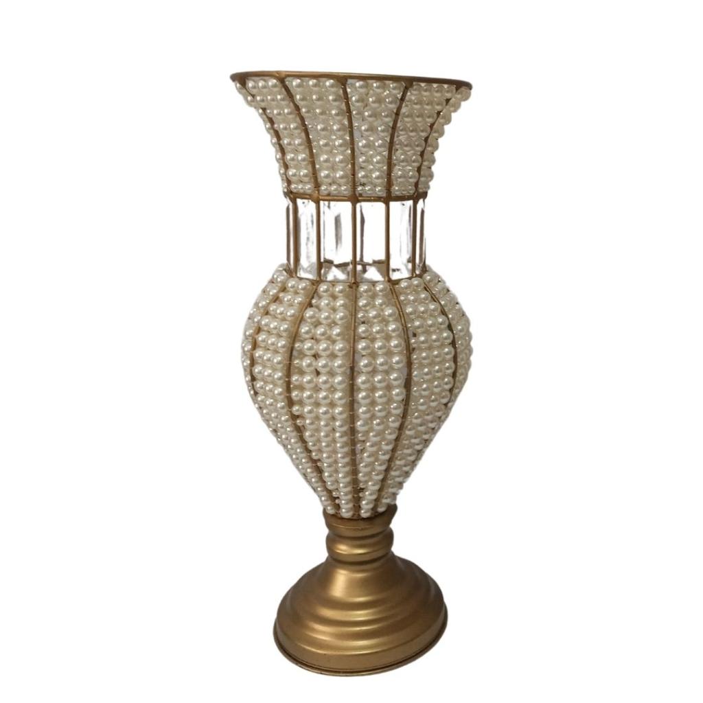 Vaso Perolas Imperial Dourado - Rocha Decorações