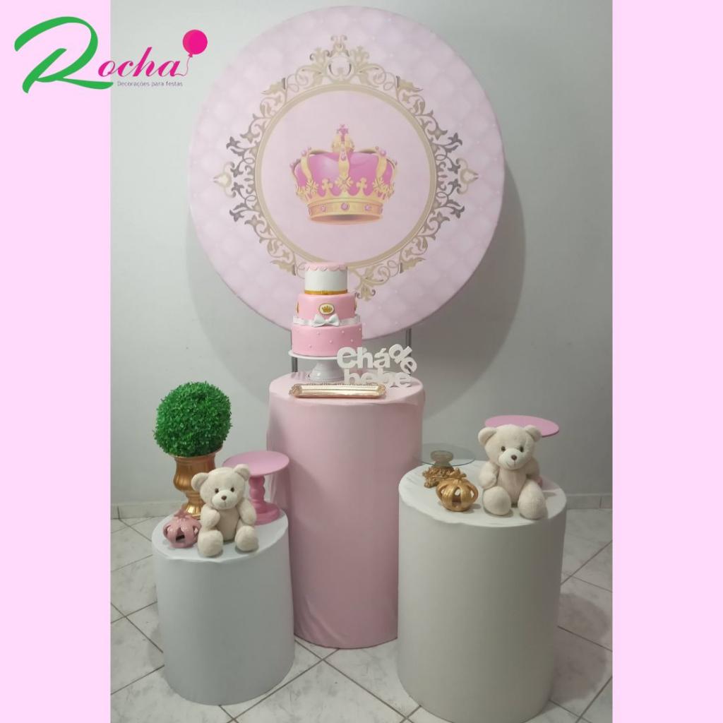 Chá de Bebê Coroa Realeza Rosa Kit Essencial - Rocha Decorações