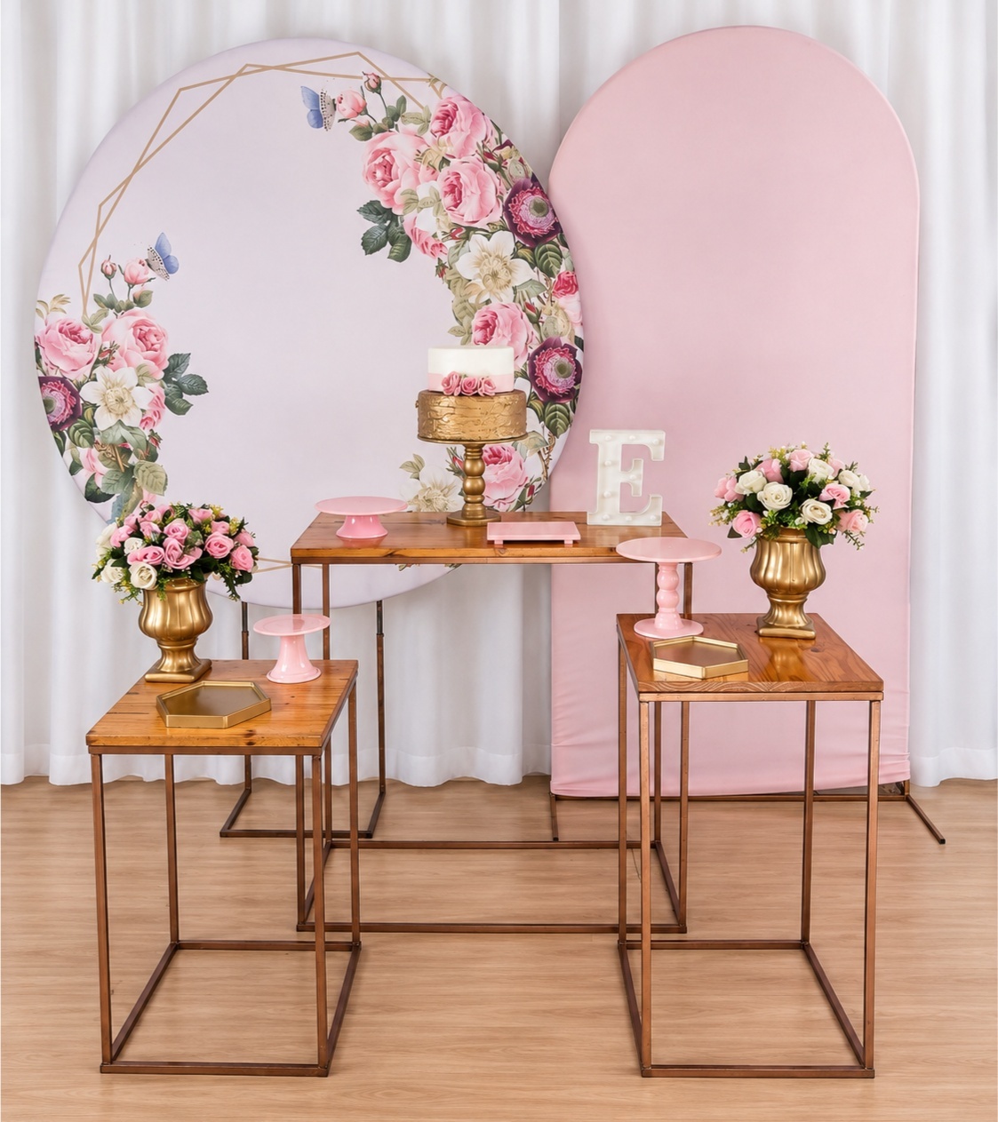 Floral Rosa E Dourado K-8973 - Rocha Decorações Pegue e Monte Itatiba