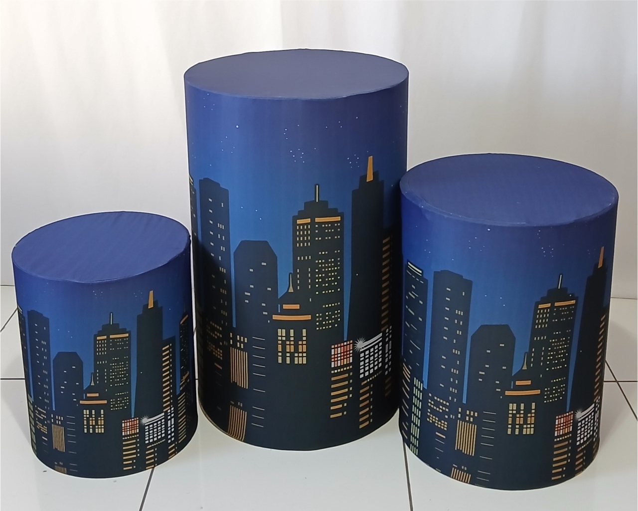 Trio de Cilindros Com Capa Predios - Rocha Decorações