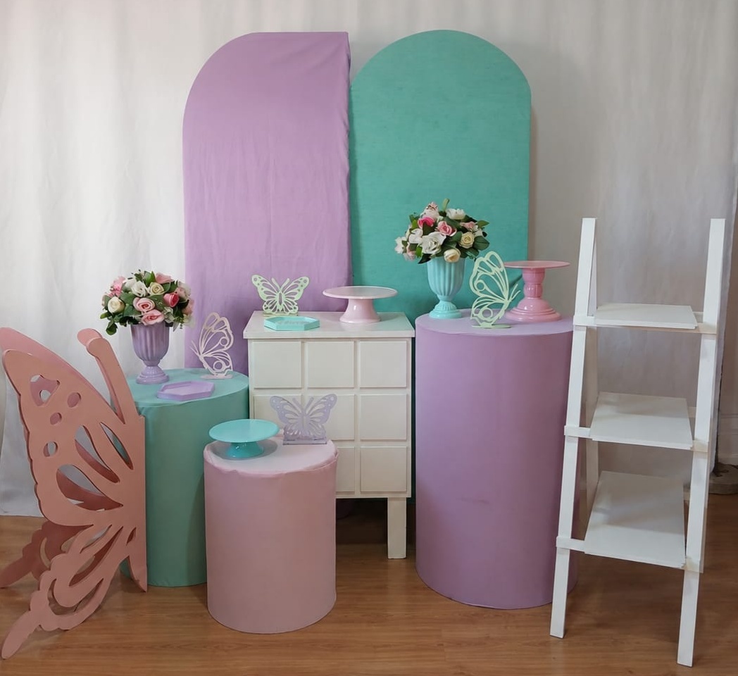 Borboleta Lilas Rosa E Verde Composição - Rocha Decorações