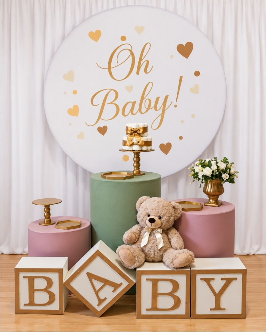 Cha de Bebe Verde E Nude K-9190 - Rocha Decorações Pegue e Monte Itatiba