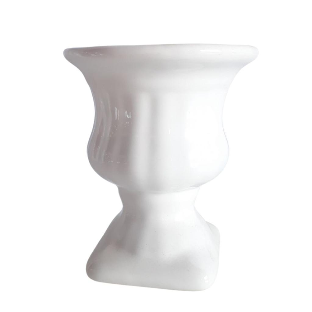 Vaso Cerâmica Taça Branco Pp - Rocha Decorações