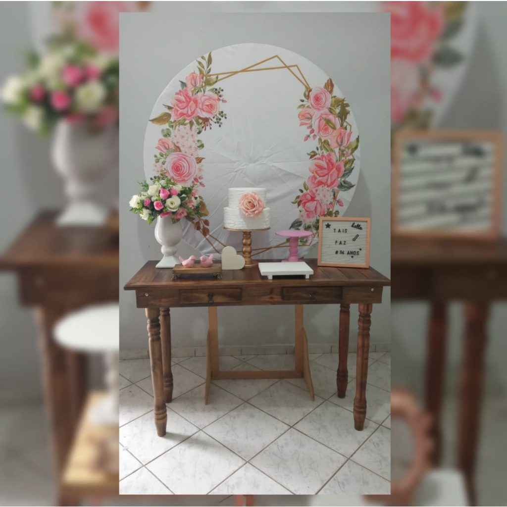 Floral Rosa E Rustico Comp0016 - Rocha Decorações