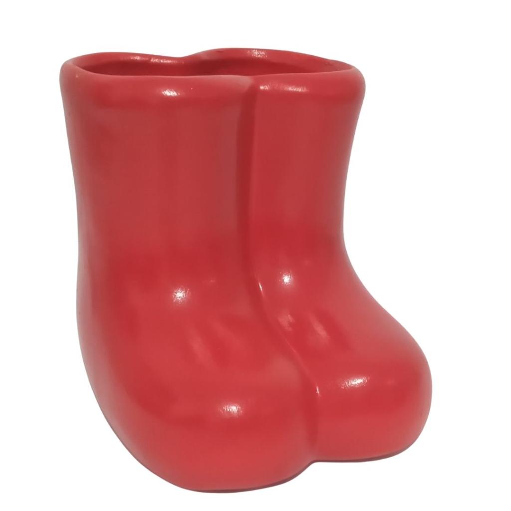 Vaso Bota Cerâmica Vermelha - Rocha Decorações