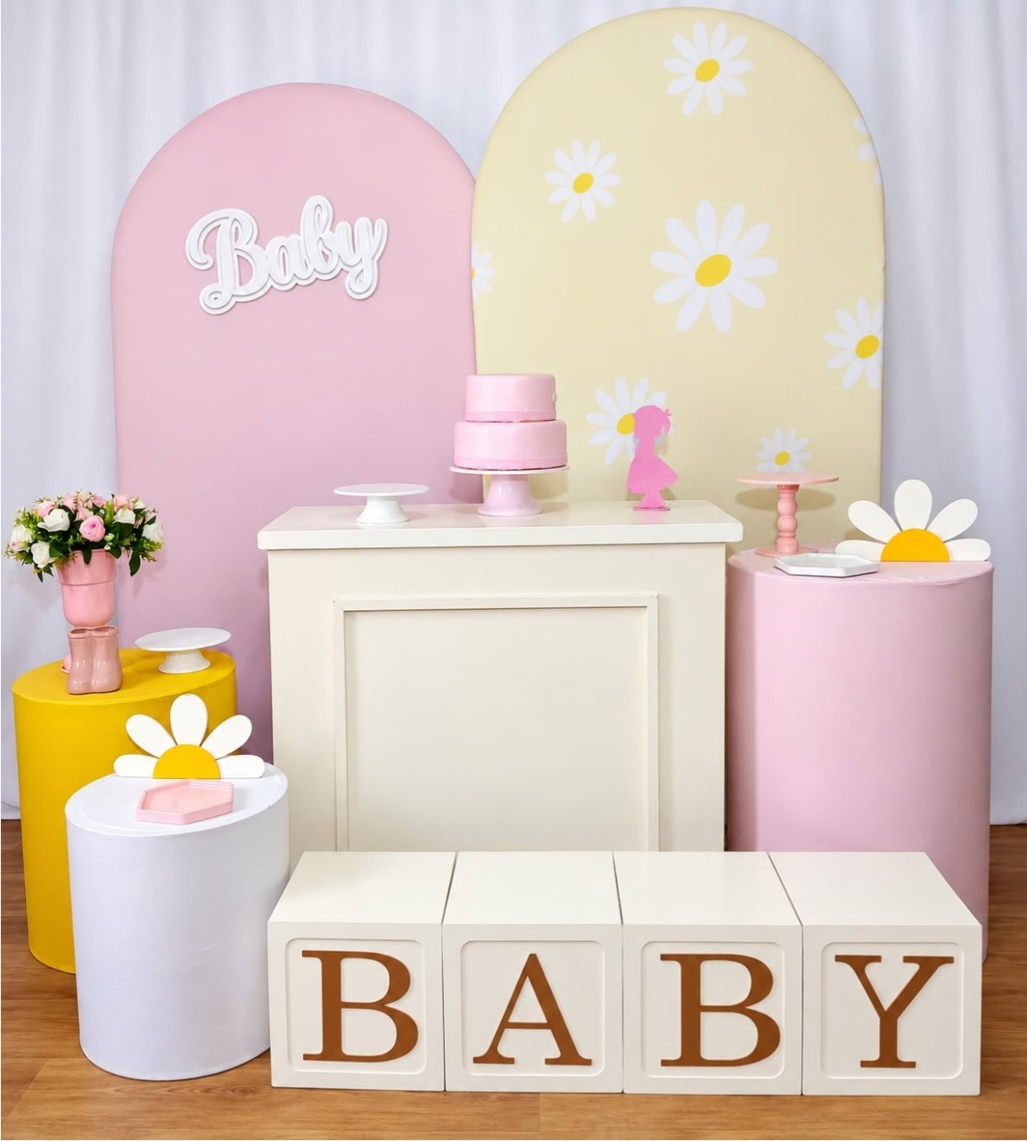 Margarida Cha de Bebe Menina Kit Master Com Adicional K1048 - Rocha Decorações Pegue e Monte Itatiba