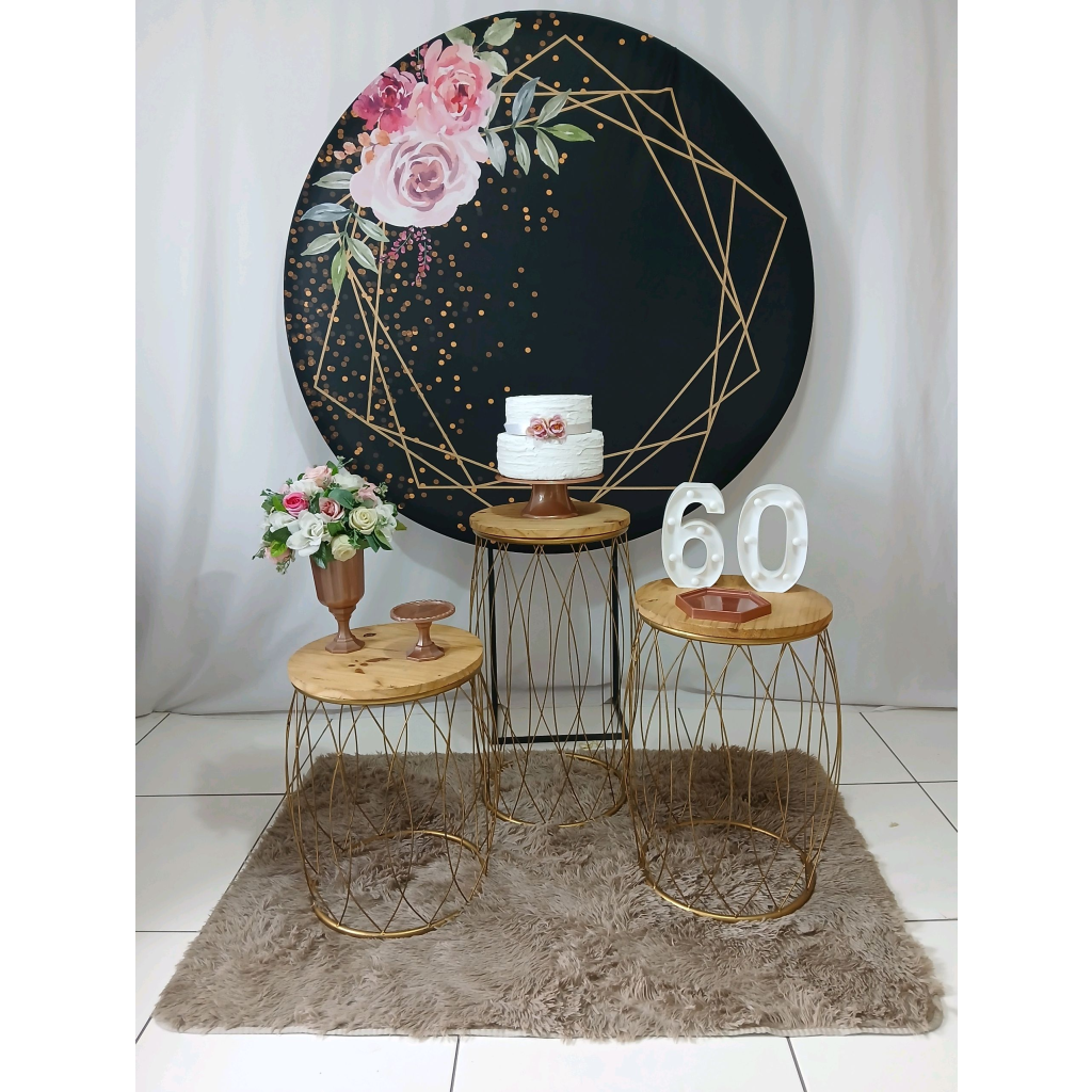 Floral Preto, Dourado E Rosa Com Garden Kit Premium - Rocha Decorações