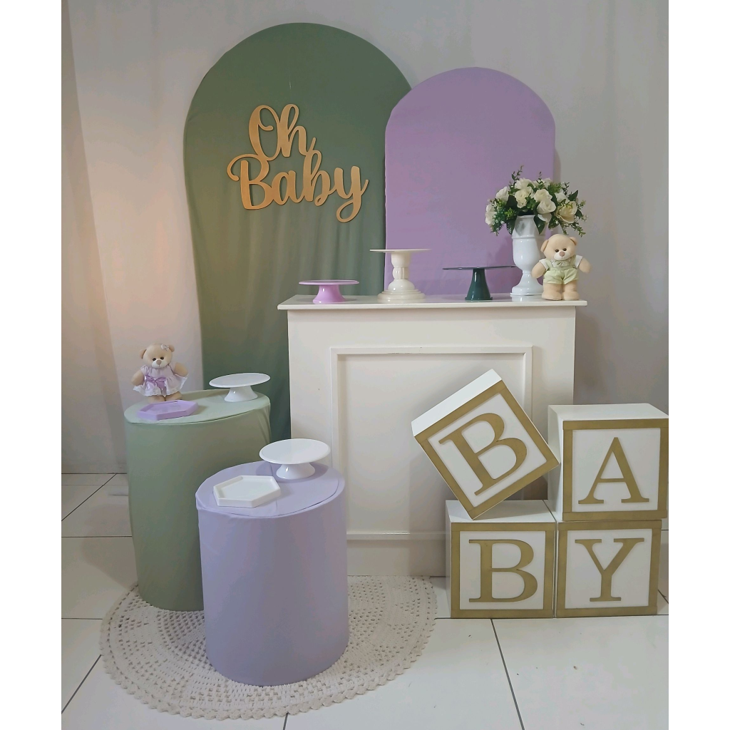 Cha Revelação Oh Baby Lilas & Verde Composição - Rocha Decorações