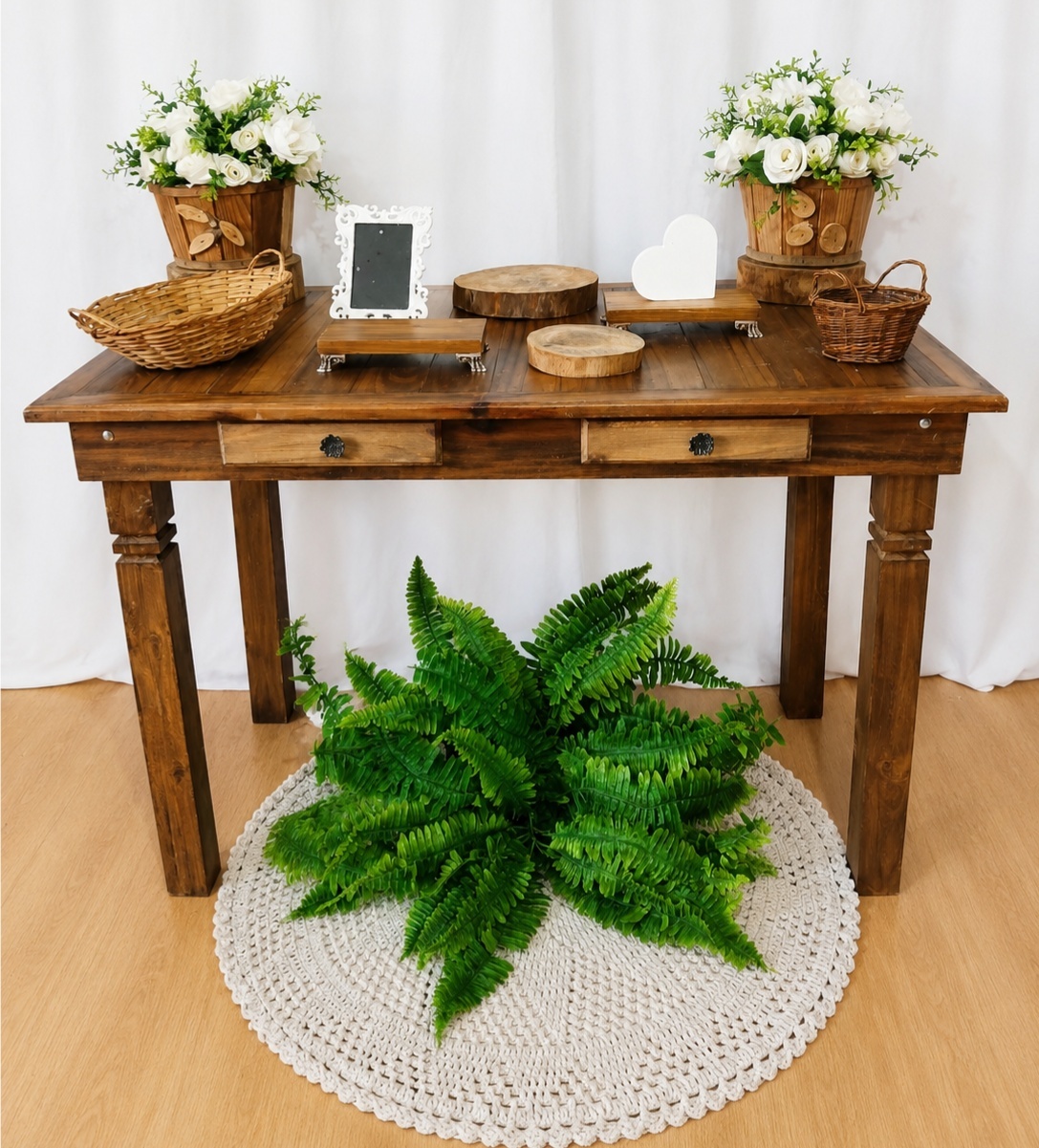 Rustico E Branco Batismo Composição - Rocha Decorações Pegue e Monte Itatiba
