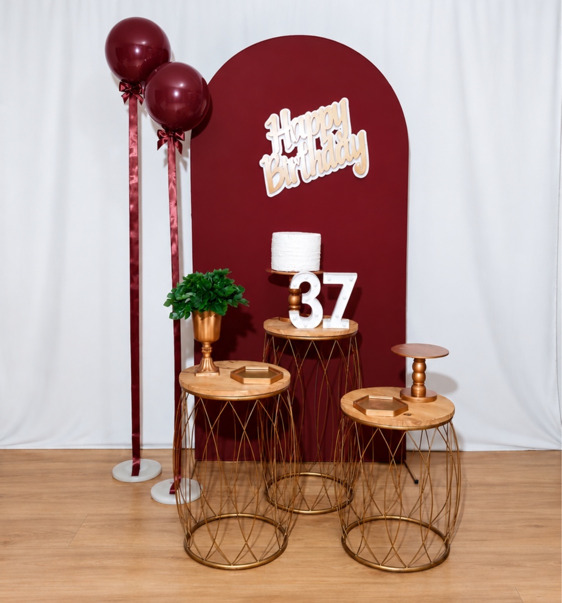 Adulto Happy Birthday Marsala E Dourado K-8110 - Rocha Decorações Pegue e Monte Itatiba