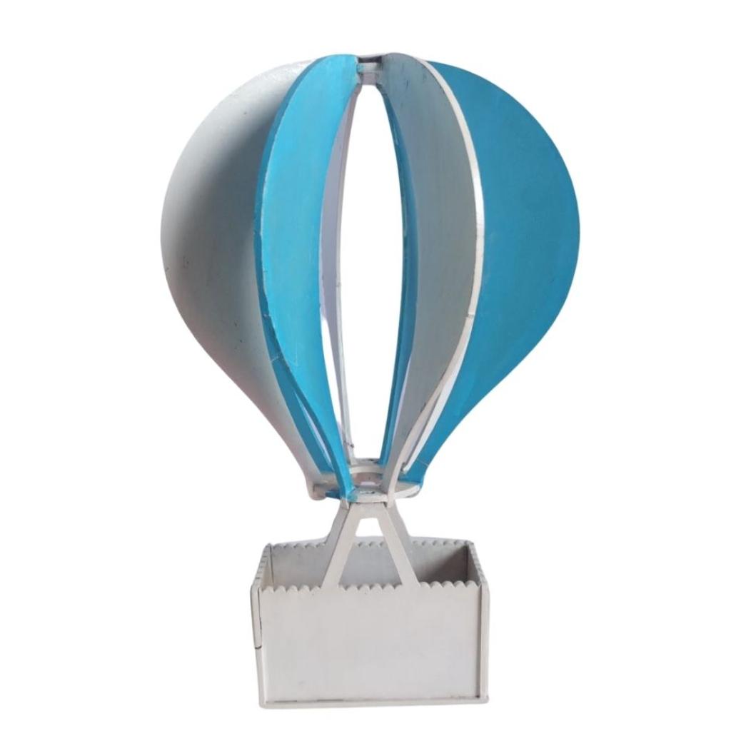 Balão Mdf 3D Azul E Branco - Azul Candy,Azul Claro - Rocha Decorações
