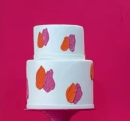 Bolo Cenógrafico/ Fake Laranja E Pink 2 Andares - Rocha Decorações Pegue e Monte Itatiba