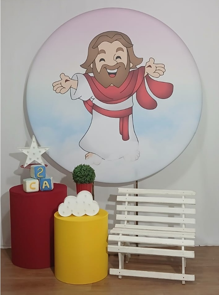 Jesus Para Menina Area de Foto Com Banco - Rocha Decorações