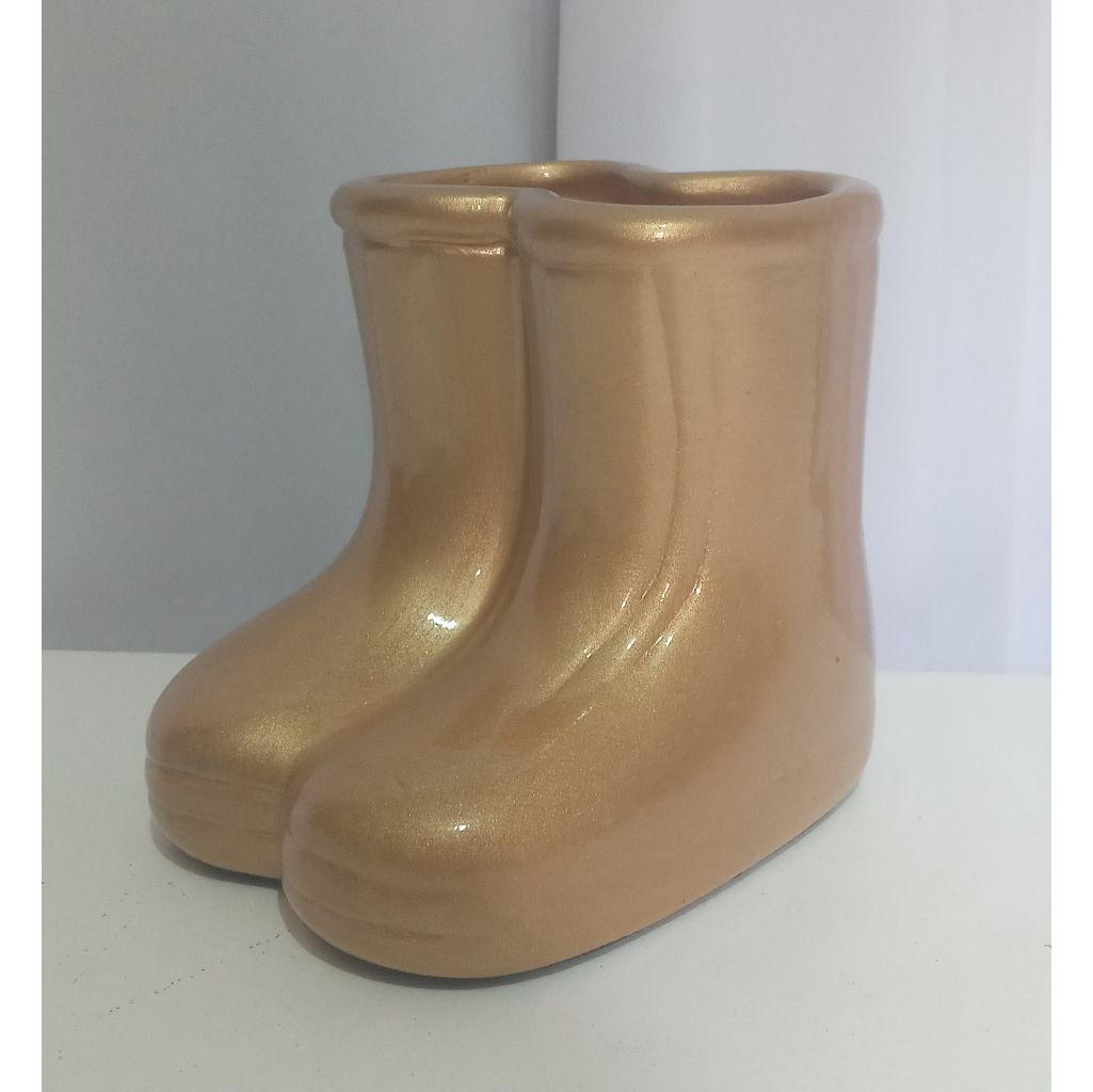 Vaso Bota Cerâmica Dourado - Rocha Decorações
