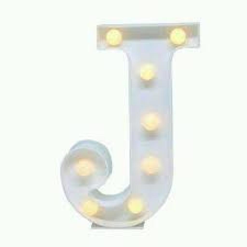 Letra "J" Luminoso Led  0,22Cm (Não Acompanha Pilha) - Branco - Rocha Decorações