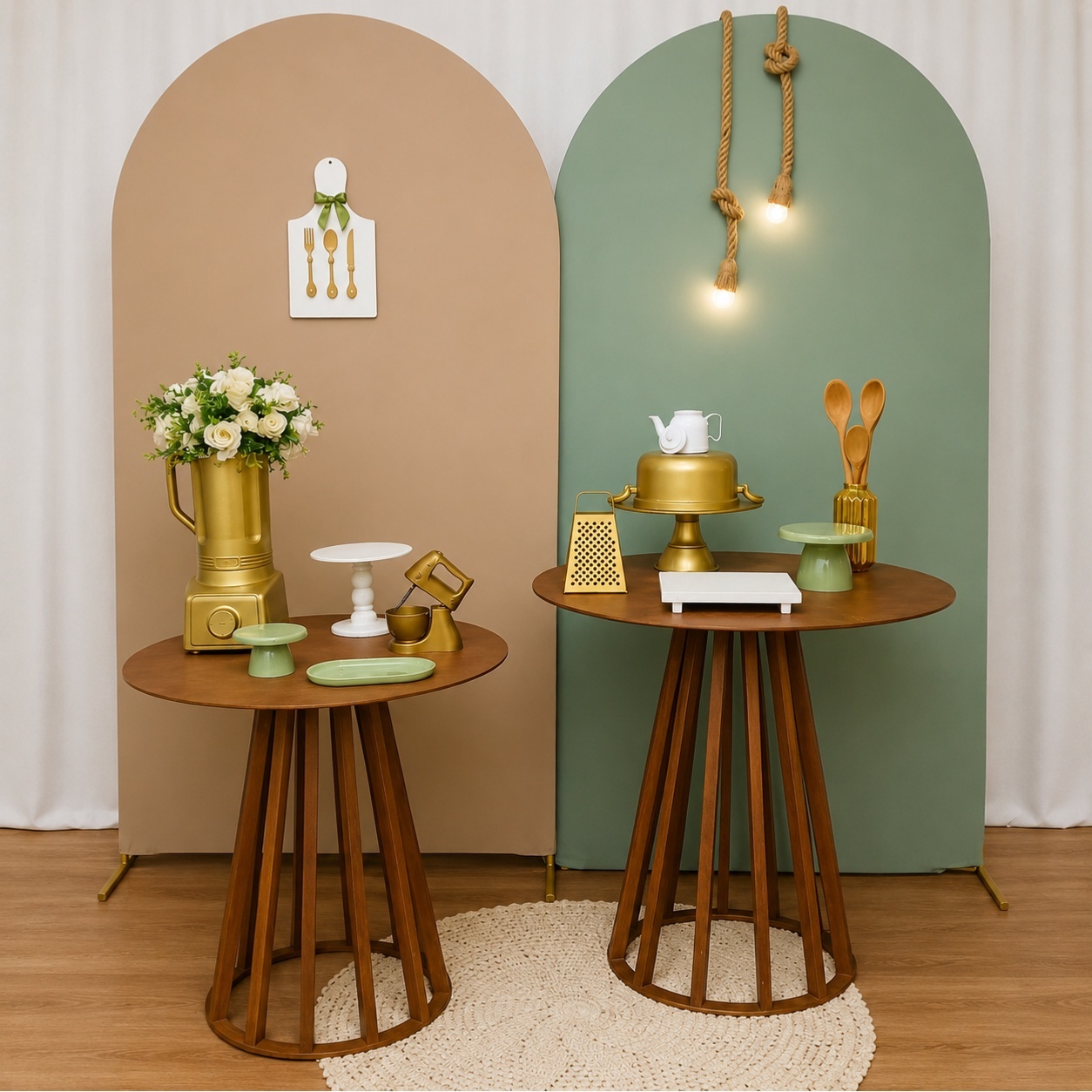 Cha de Cozinha Verde E Nude Composição K3679 - Rocha Decorações Pegue e Monte Itatiba