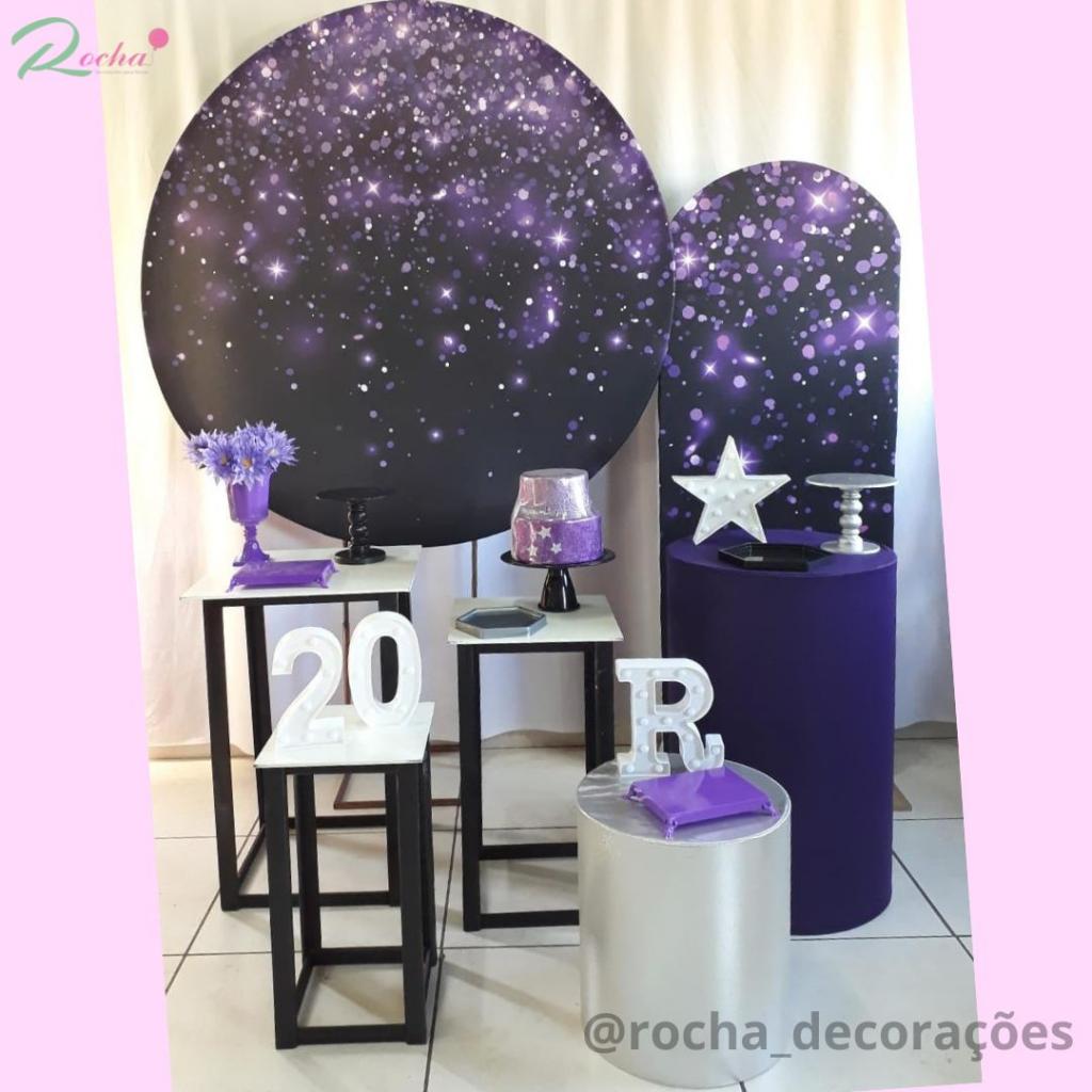 Glitter Roxo Prata E Preto Composição - Rocha Decorações