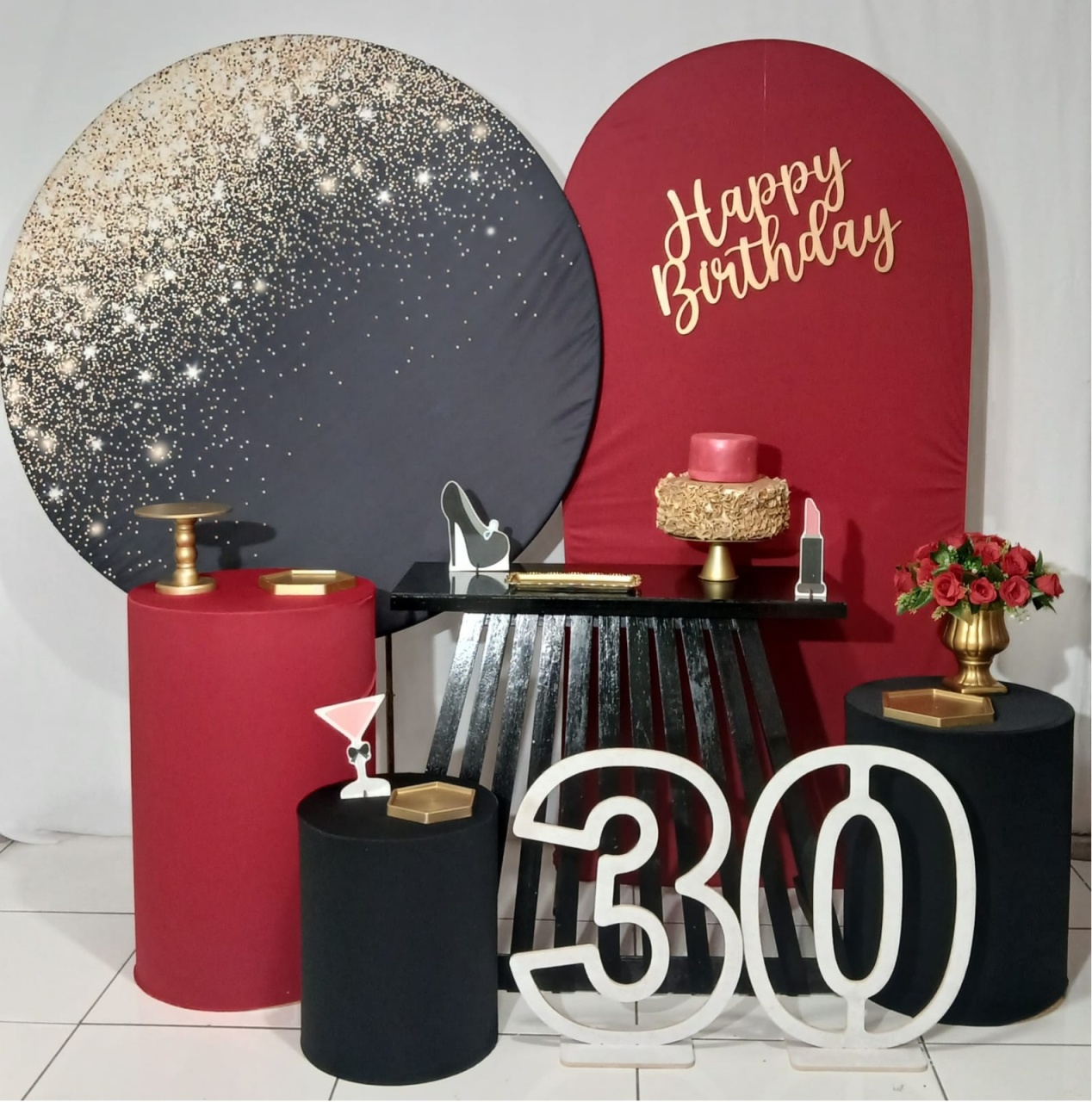 Vermelho E Preto Happy Birthday Kit Master - Rocha Decorações
