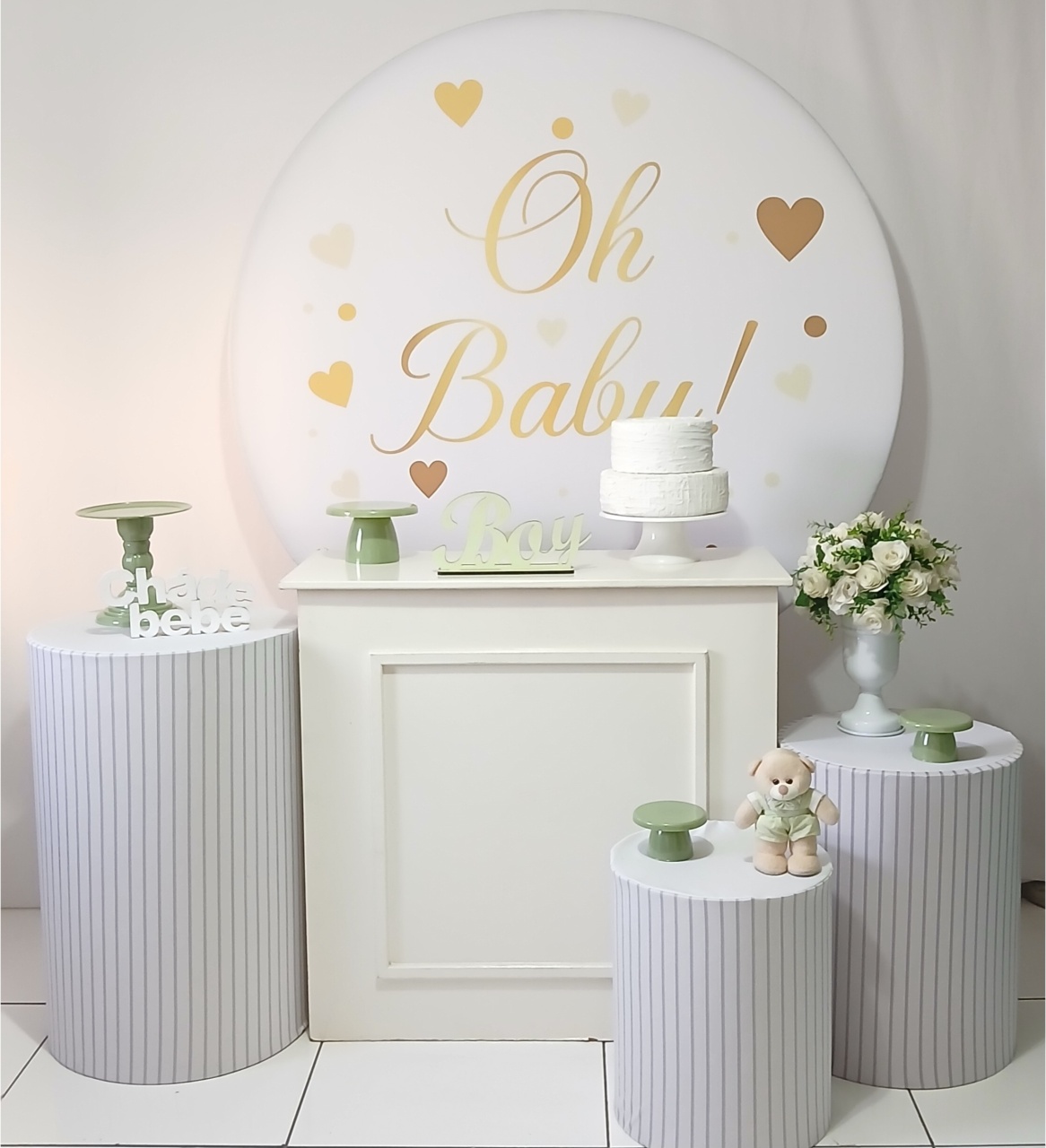 Oh Baby Verde Cha de Bebe Menino Kit Plus I - Rocha Decorações