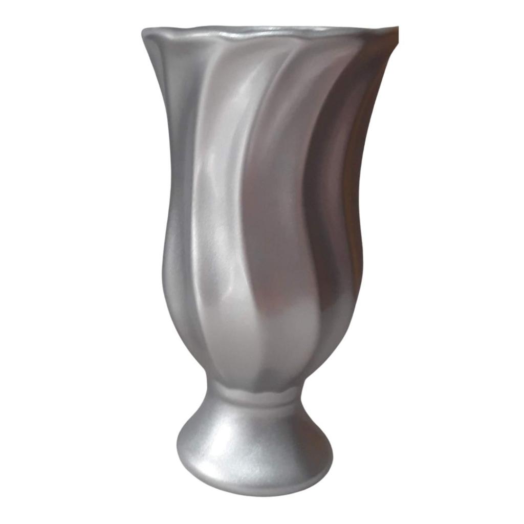 Vaso Cerâmica Grande Prata - Rocha Decorações