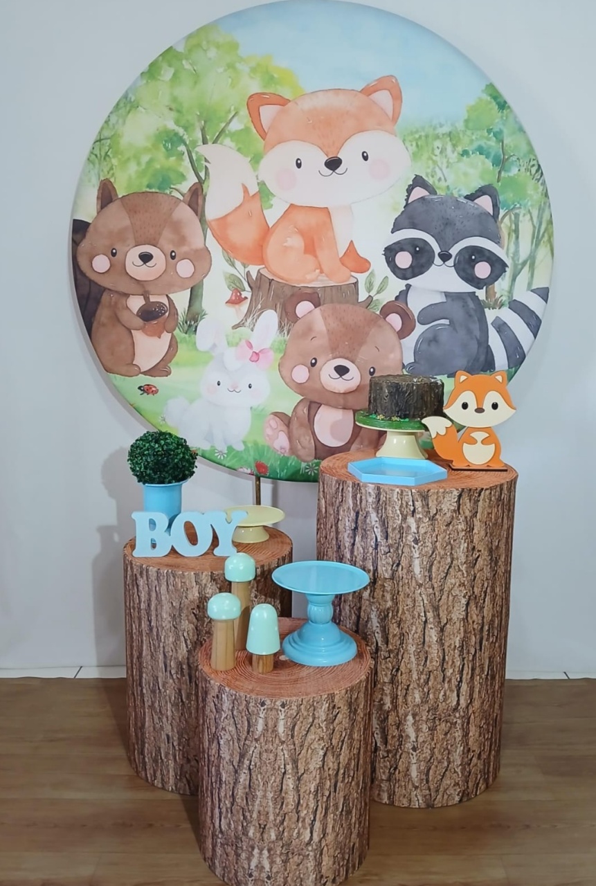 Bosque Azul E Amarelo Cha de Bebe Kit Essencial - Rocha Decorações