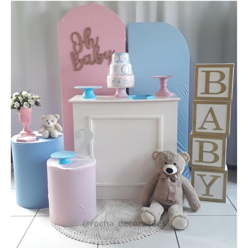 Oh Baby Cha Revelaçâo Azul E Rosa - Rocha Decorações