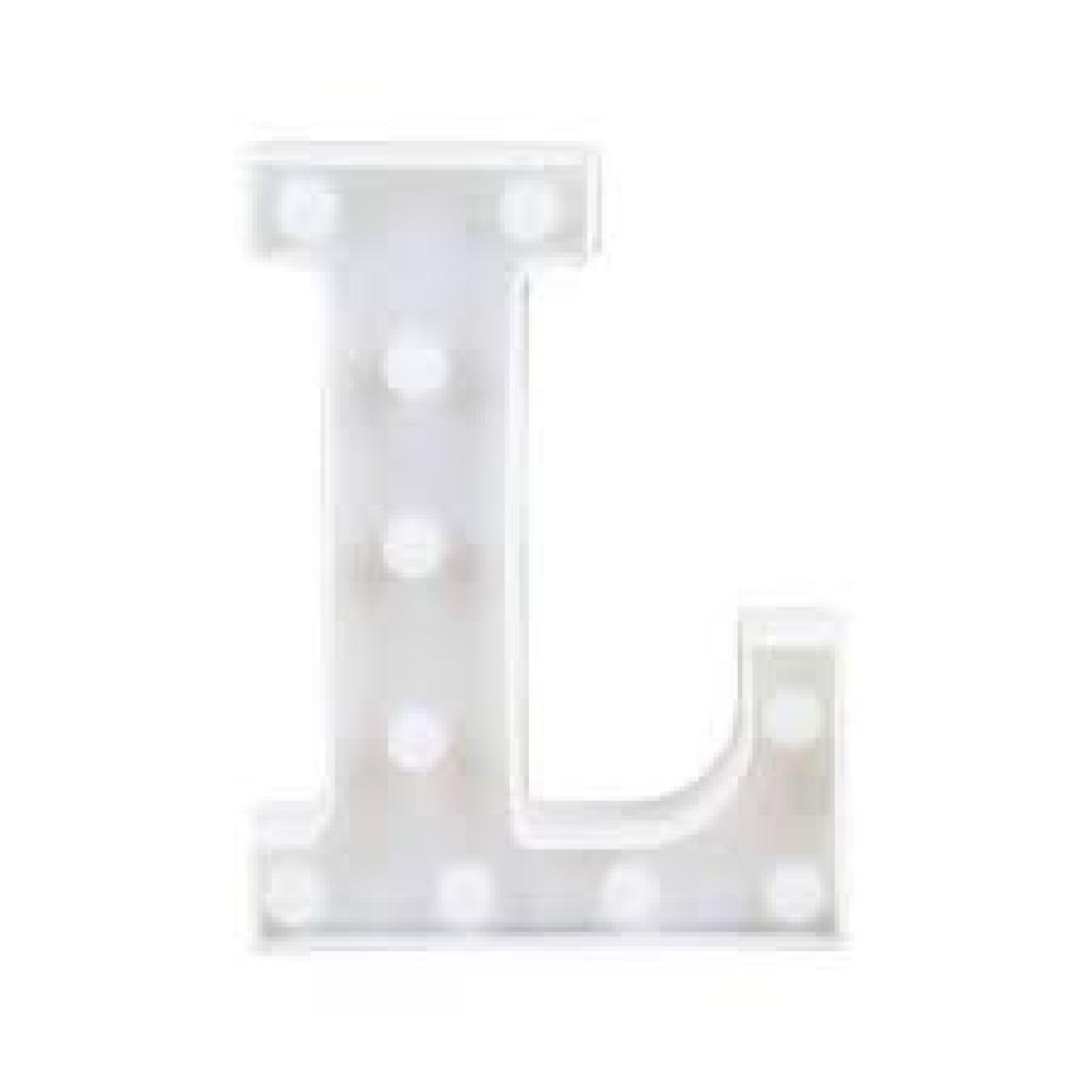 Letra "L" Luminioso Led 22Cm - Branco - Rocha Decorações