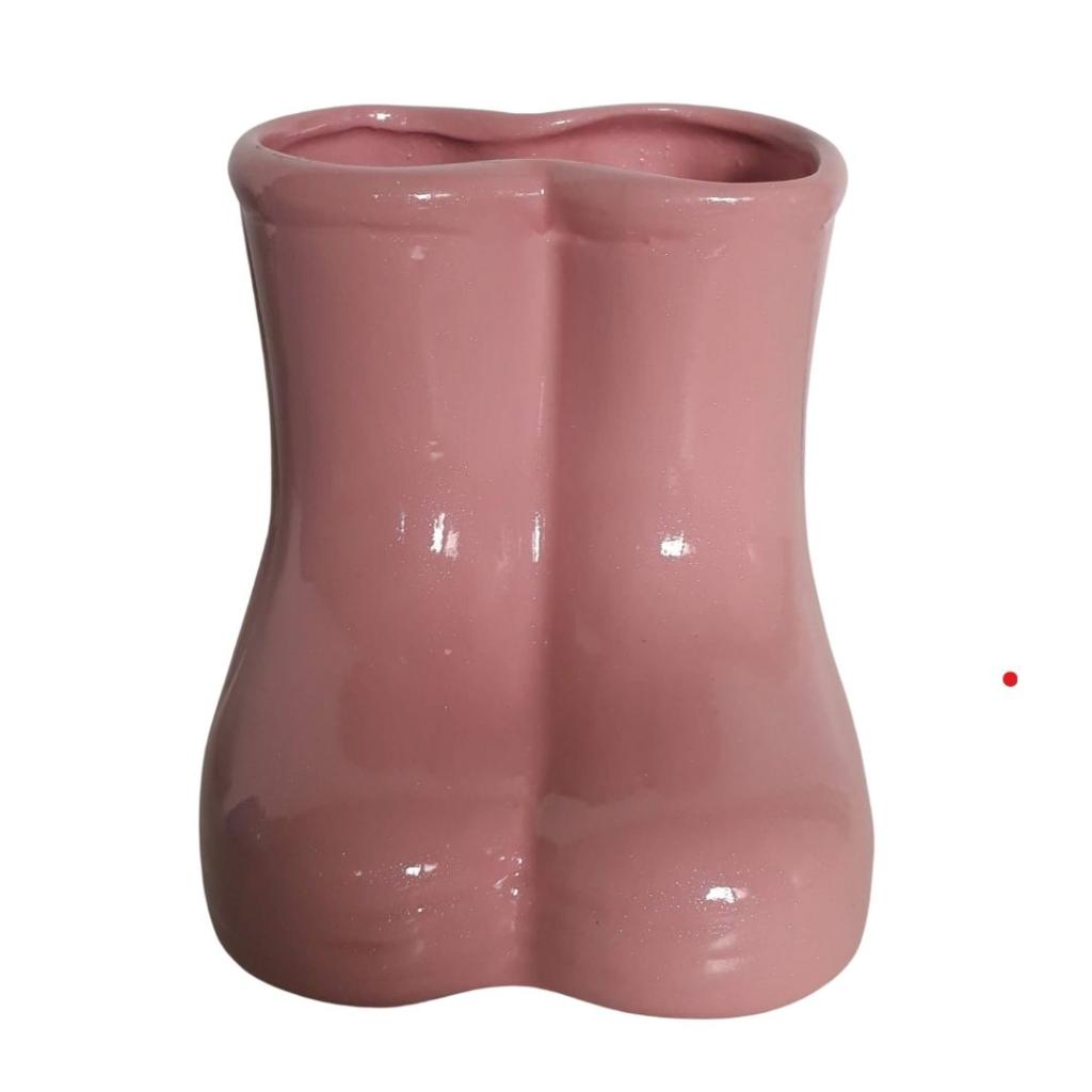 Vaso Bota Cerâmica Rosa - Rocha Decorações