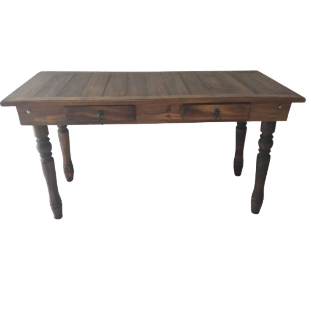 Mesa Aparador Pinus 2 Gavetas Rustica 1,20 X 0,50 X 0,50 (Baixa) - Marrom,Rustico,Madeira - Rocha Decorações