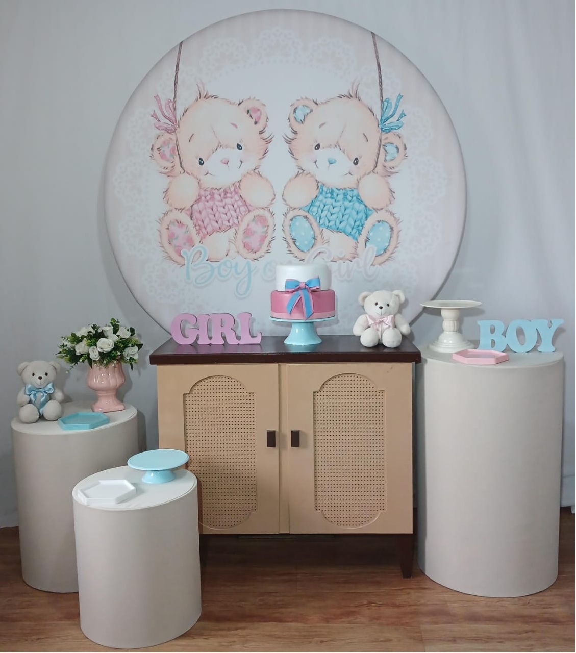 URSO REVELAÇÃO AZUL E ROSA KIT PLUS K-8918