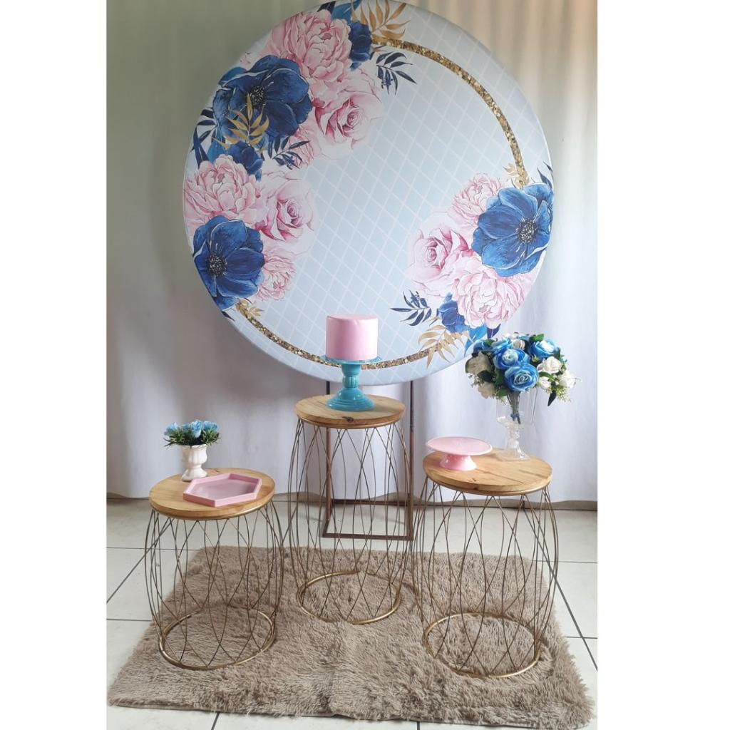 Floral Azul E Rosa Garden Kit Premium - Rocha Decorações