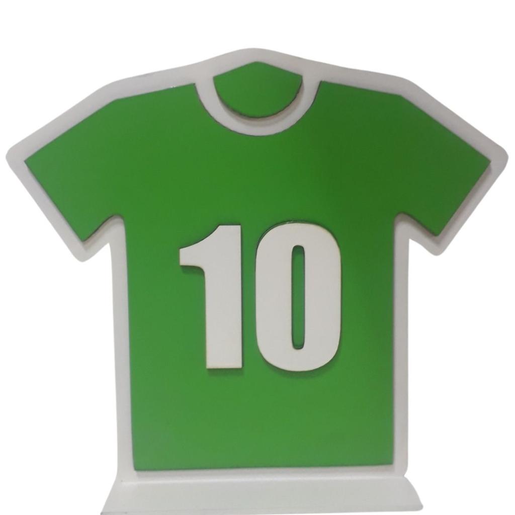 Camisa 10 (Dez) Futebol Verde E Branca Display Mdf - Verde - Rocha Decorações
