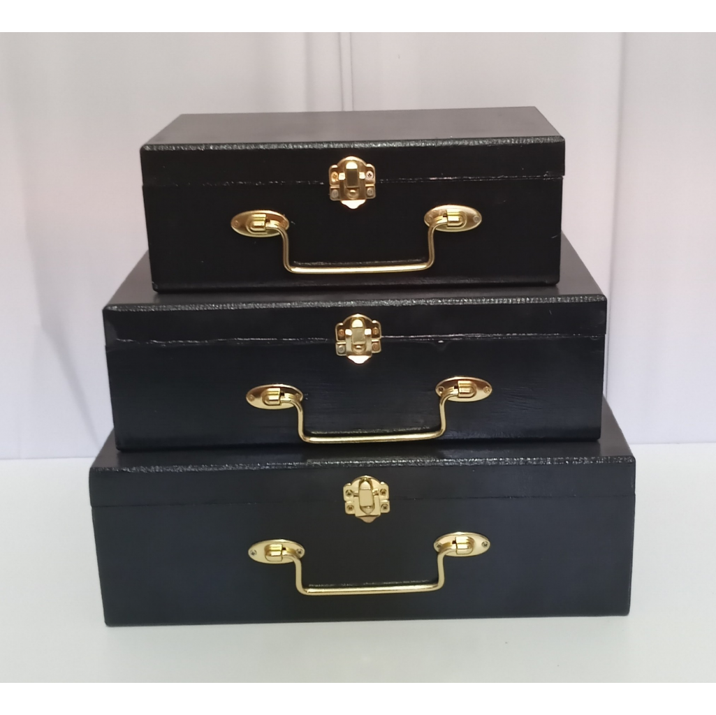 Trio de Maletas Preta - Rocha Decorações