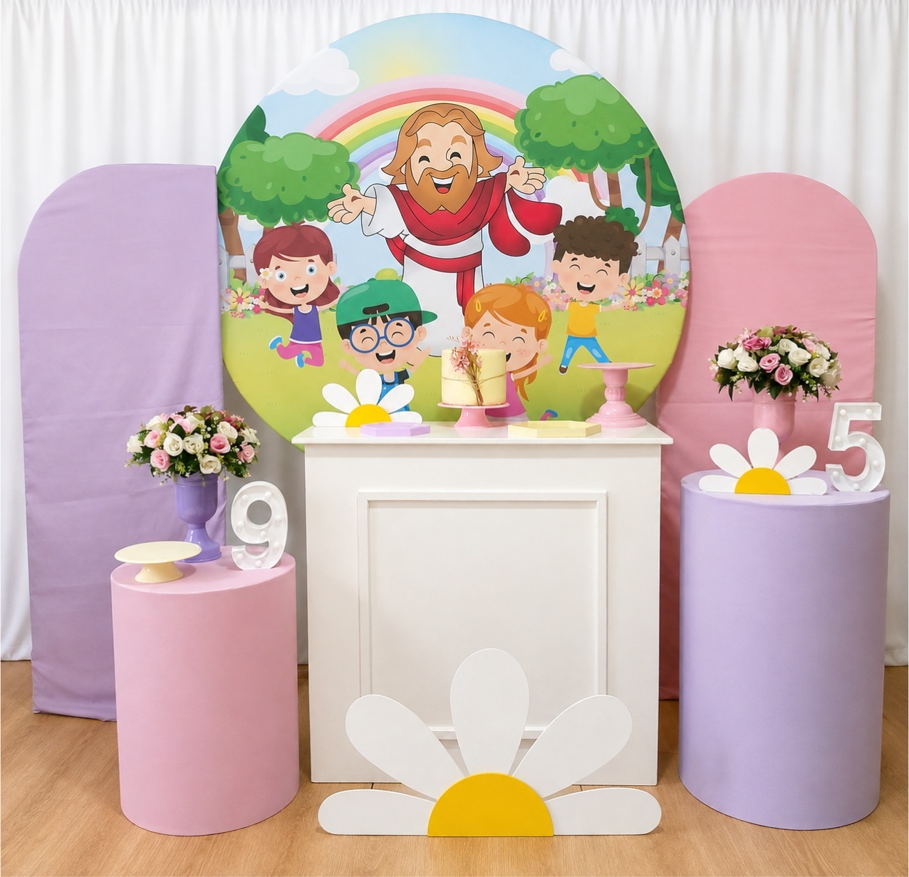 Jesus E As Crianças Com Margaridas Composição - Rocha Decorações Pegue e Monte Itatiba