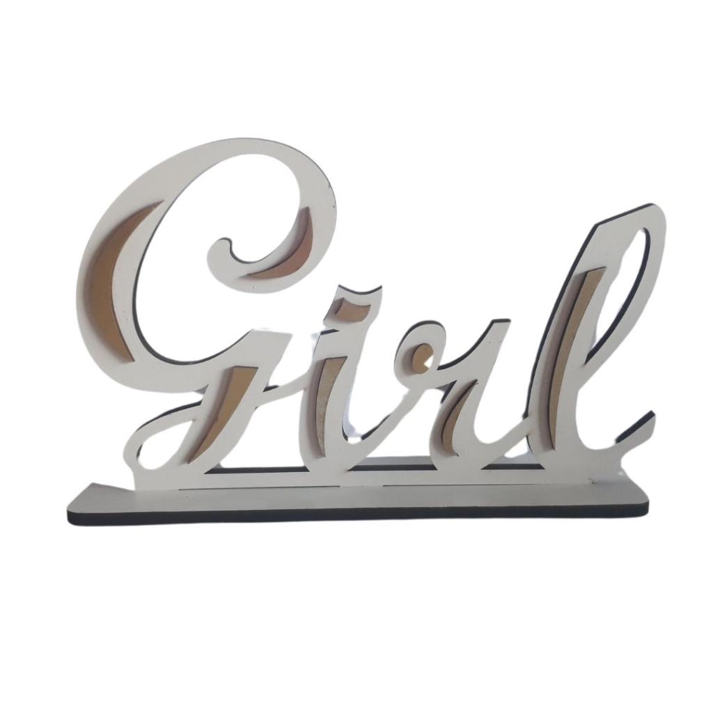 Palavra Girl Branco E Dourado Display - Rocha Decorações