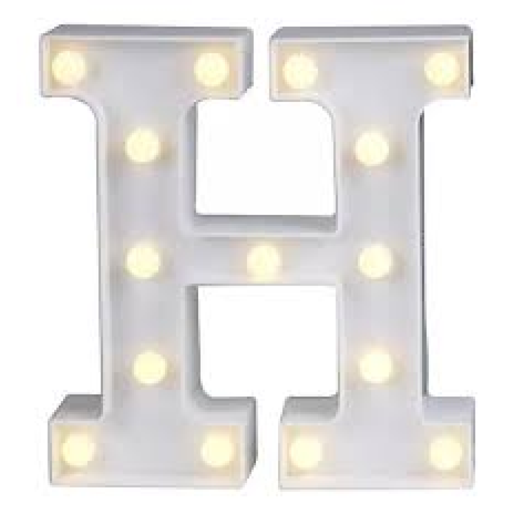 Letra "H" Luminoso Led 0,22Cm  (Não Acompanha Pilha) - Branco - Rocha Decorações