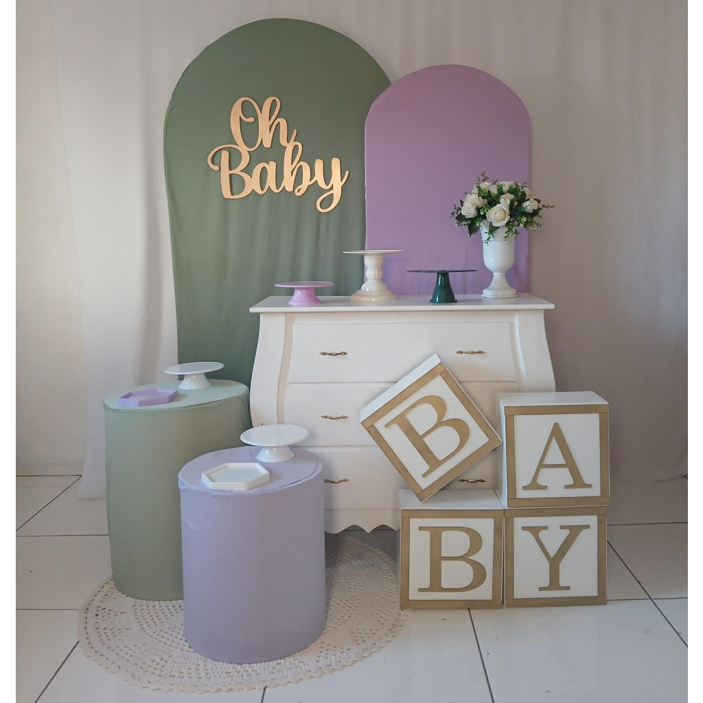 Oh Baby Revelação Lilás E Verde Oliva - Rocha Decorações