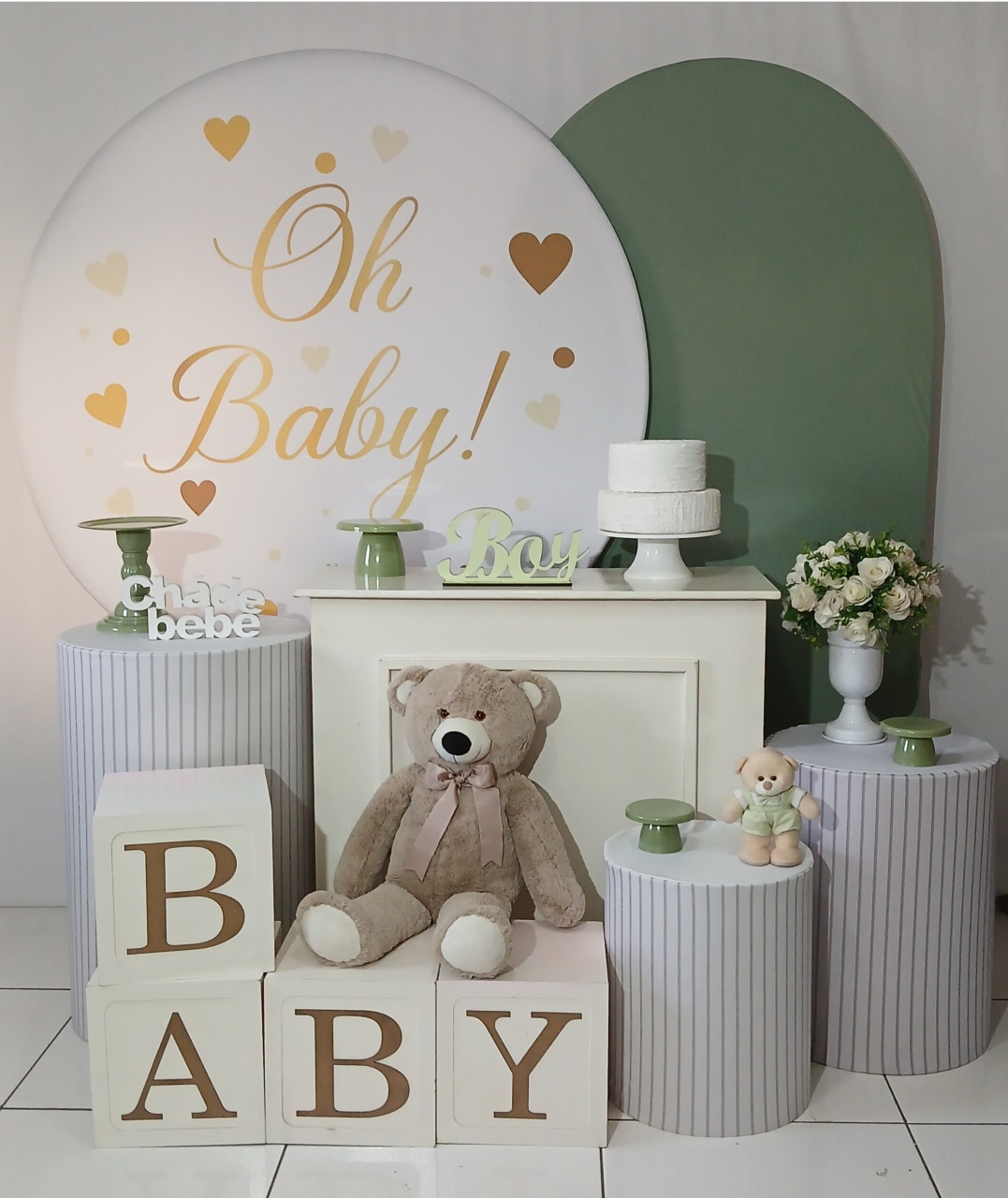 Oh Baby Verde Cha de Bebe Menino Composição I - Rocha Decorações