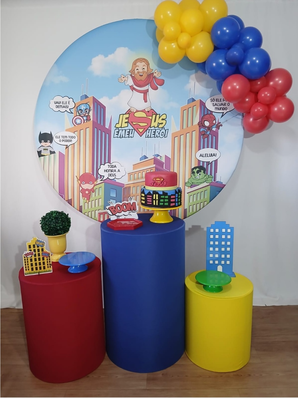 Jesus Meu Heroi Kit Essencial Com Arco Balão 1 Metro - Rocha Decorações