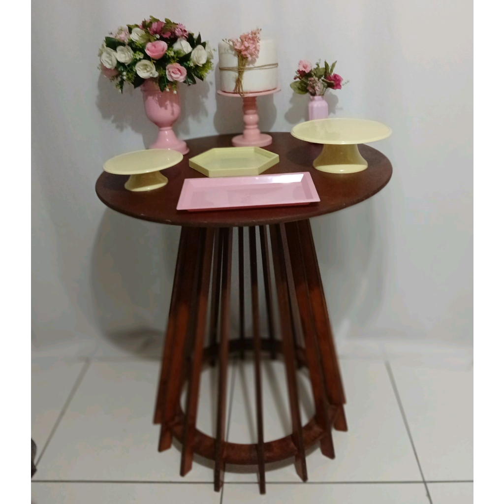 Amarelo E Rosa Mesa Rustica - Rocha Decorações