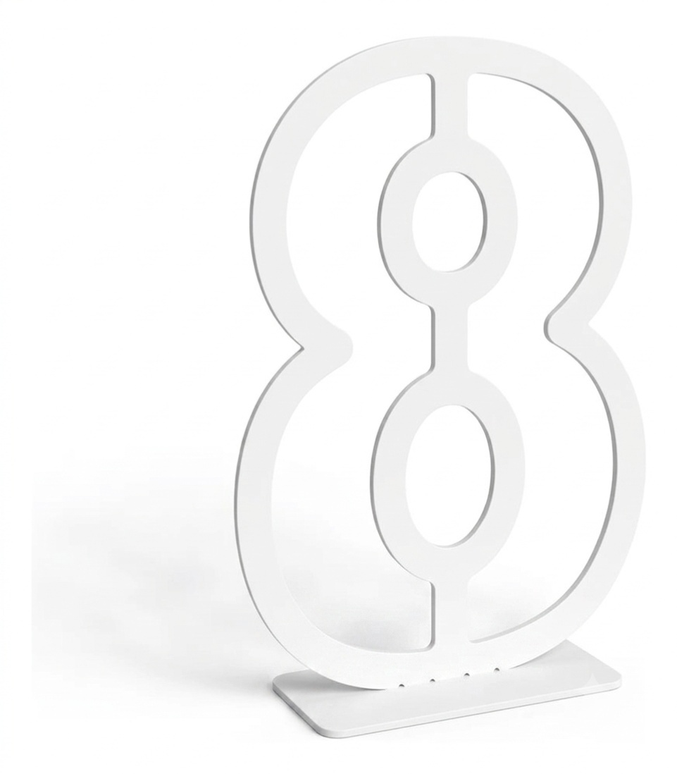 Numero Oito "8" Mdf Branco 60Cm - Rocha Decorações